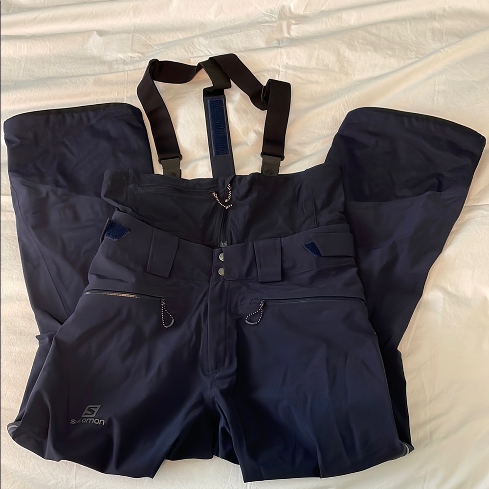 Salomon Dark Blue Ski Pants with Bib Size M